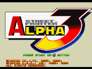 Street Fighter Alpha 3 title screen for Playstation
